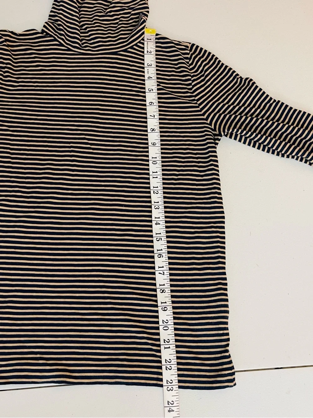 J. Crew Navy/Camel Striped Turtleneck Top Women Size XS Soft Lightweight Casual